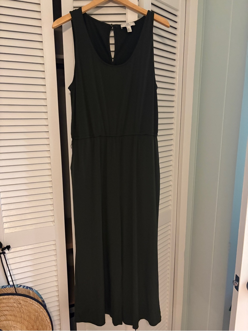 Halston Heritage Sleeveless Jumpsuit in Dark Olive